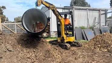 Pipe installation and poly welding work on site